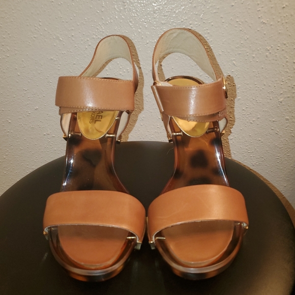 Michael Kors Marble Leather Heels Sandals 7 - Picture 1 of 16